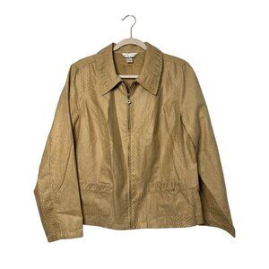 Christopher & Banks Women’s Utility Jacket Size L Zip Front Harrington Style Tan